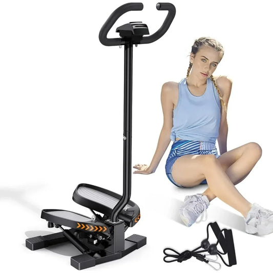 Stair Stepper for Exercises-Twist Stepper with Resistance Bands and 330Lbs Weight Capacity , Black , Lose Weight and Get Fit